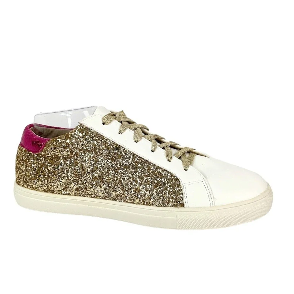Camel Toes Women’s 11 Pink Gold Metallic Glitter Leather Sneakers Fashion Shoes
